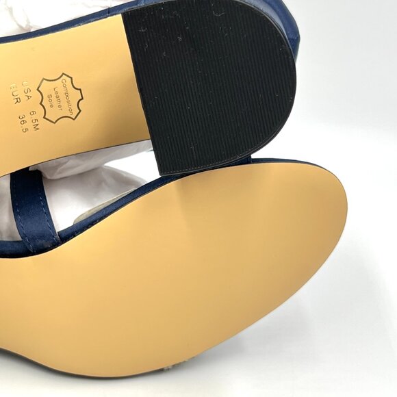 Nina Womens Size 6.5 Nora Navy Satin Jeweled Block‎ Heels Dress Sandals Shoes - Picture 11 of 13